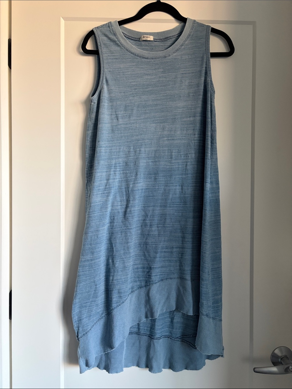 Dylan brand light blue striped high low hem midi tank dress sz s runs large